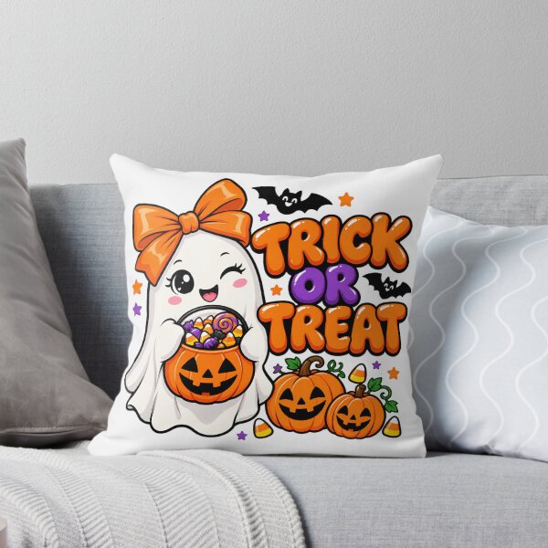 Item preview, Trick or Treat Cute Girl Ghost with Orange Bow Halloween designed and sold by Travelslightly.