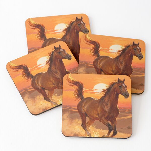 Item preview, Chestnut Horse Running Desert Sunset Golden Dust designed and sold by KAMOCHI Art.