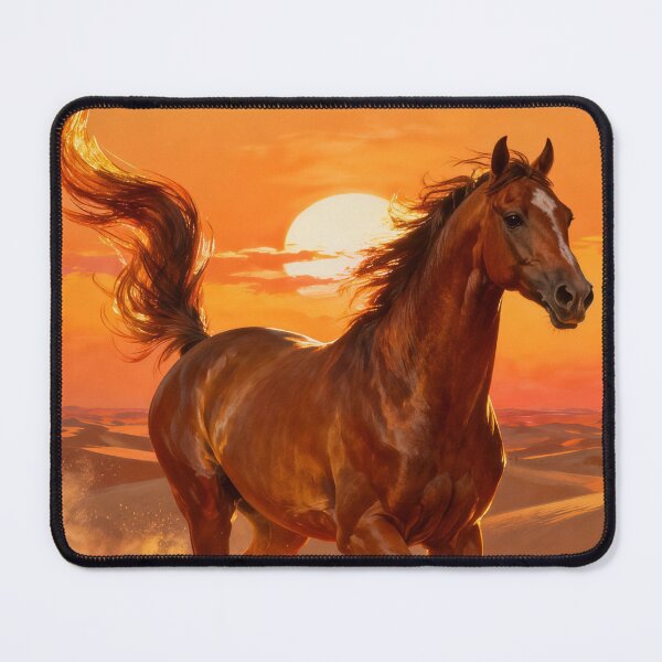 Item preview, Chestnut Horse Running Desert Sunset Golden Dust designed and sold by KAMOCHI Art.