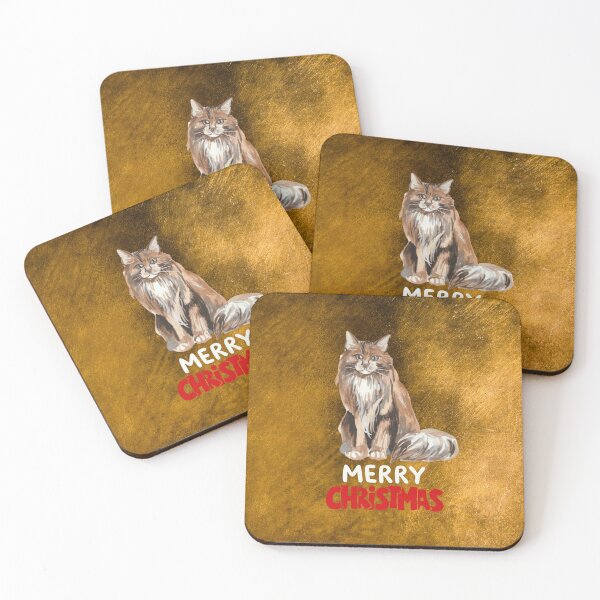 Item preview, Cute Maine Coon Cat Merry Christmas Holiday Art designed and sold by stormk10.