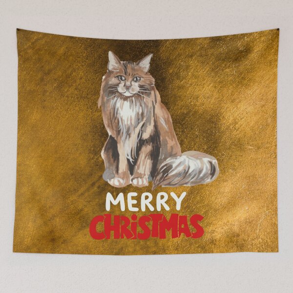 Item preview, Cute Maine Coon Cat Merry Christmas Holiday Art designed and sold by stormk10.