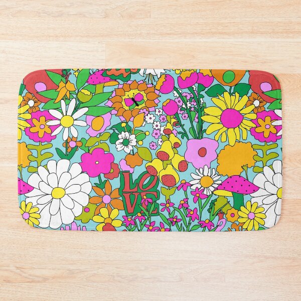 Item preview, 60's Groovy Garden in Mod Blue designed and sold by YesterdayColl.