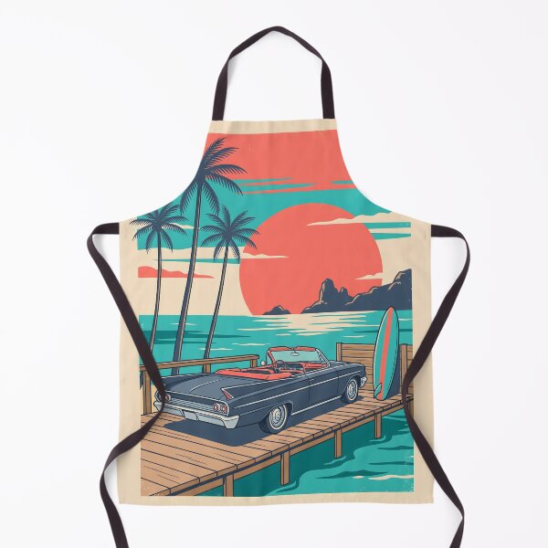 Item preview, Vintage Dark Classic Car with Surfboard by the Sea – Retro Surf Drive Design designed and sold by Sea Gem.