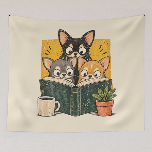 Item preview, Reading Chihuahuas Retro Book Lover Dog Art designed and sold by AmiGraph.