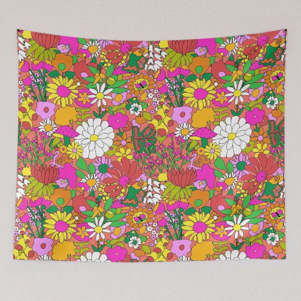 Item preview, 60's Groovy Garden in Peachy Orange designed and sold by YesterdayColl.