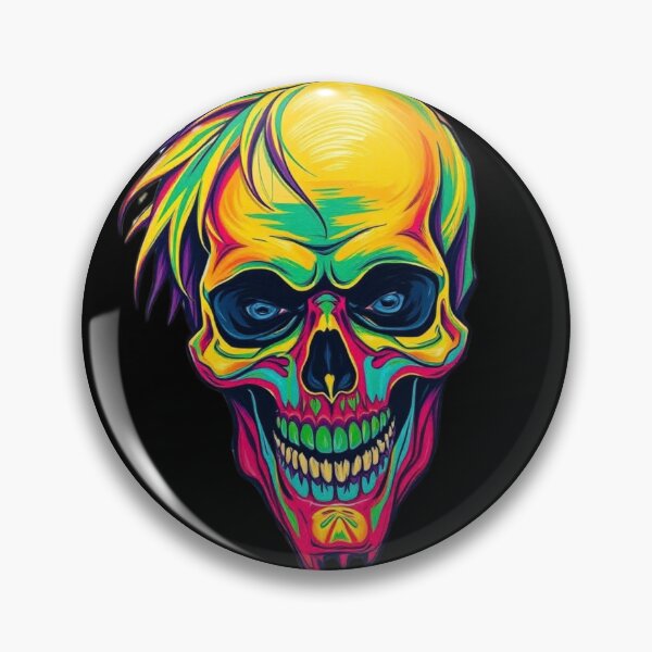 Item preview, Psychedelic Neon Punk Skull - Colorful Rocker Art designed and sold by ERODED SELF.