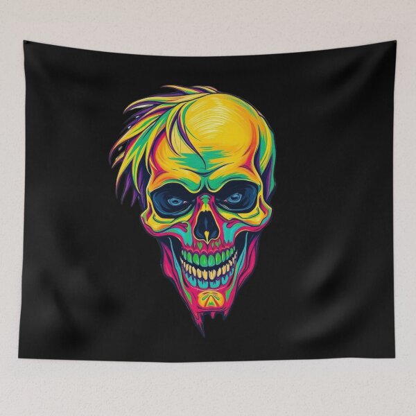 Item preview, Psychedelic Neon Punk Skull - Colorful Rocker Art designed and sold by ERODED SELF.