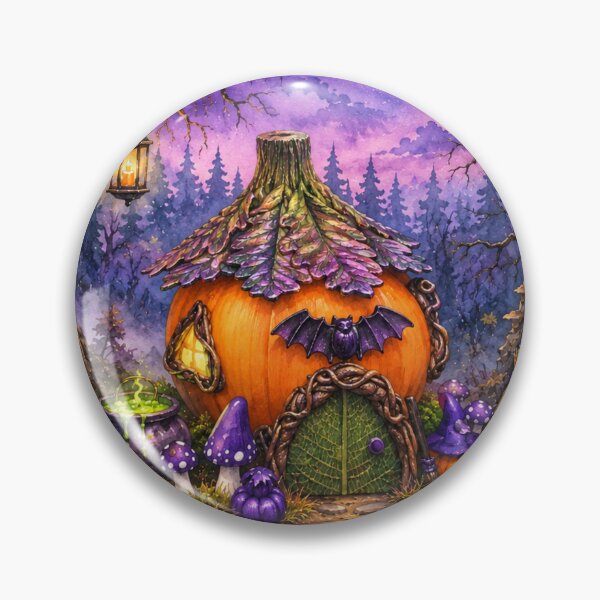 Item preview, Halloween Scene - Bat Witch Cottage - Pumpkin House designed and sold by Dew Drop Crafts .
