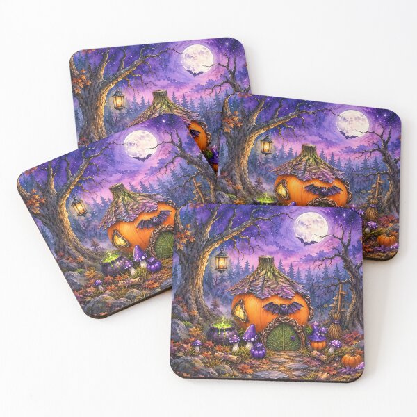 Item preview, Halloween Scene - Bat Witch Cottage - Pumpkin House designed and sold by Dew Drop Crafts .
