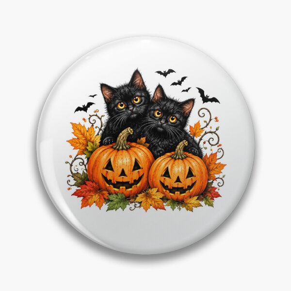 Item preview, Cute Black Kittens Halloween Pumpkins Autumn Spooky Vibes designed and sold by Moizento.