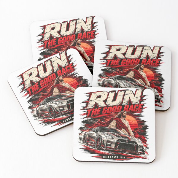 Item preview, Run The Good Race Hebrews 12:1 Christian Car Racing, Faith Bible Verse Racing Gift designed and sold by Rimadesign01.