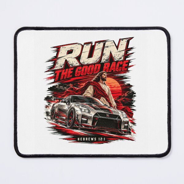 Item preview, Run The Good Race Hebrews 12:1 Christian Car Racing, Faith Bible Verse Racing Gift designed and sold by Rimadesign01.
