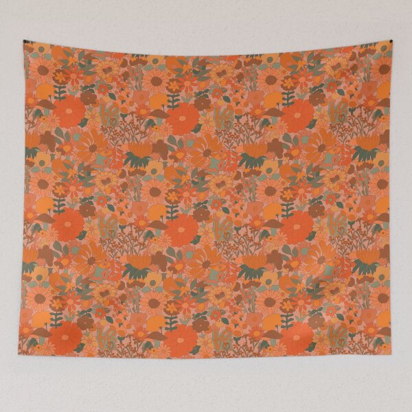 Item preview, 60's Groovy Garden in Orange Cream designed and sold by YesterdayColl.