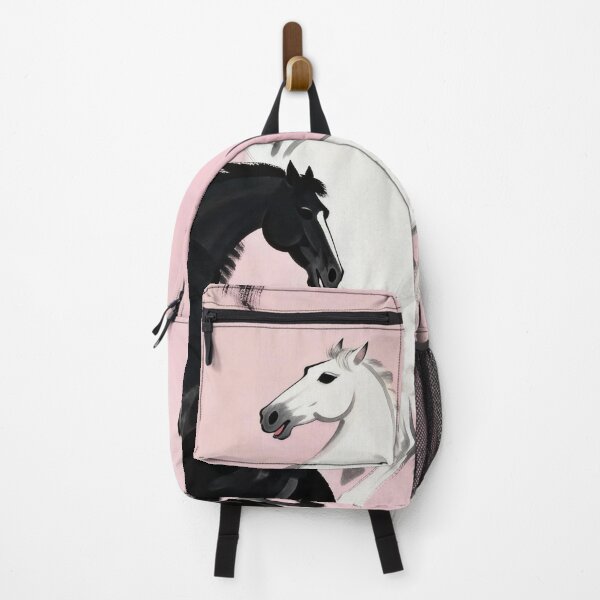 Item preview, Black and White Horses Rearing Pink Background designed and sold by KAMOCHI Art.
