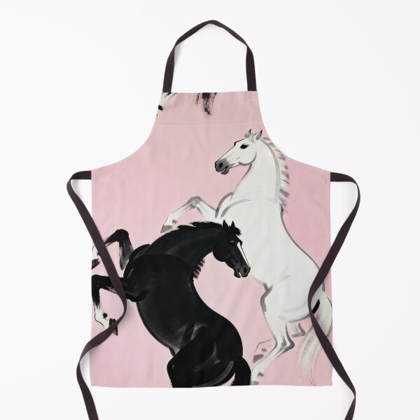 Item preview, Black and White Horses Rearing Pink Background designed and sold by KAMOCHI Art.