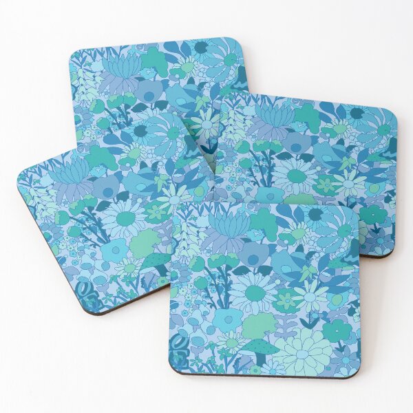 Item preview, 60's Groovy Garden in Blue designed and sold by YesterdayColl.