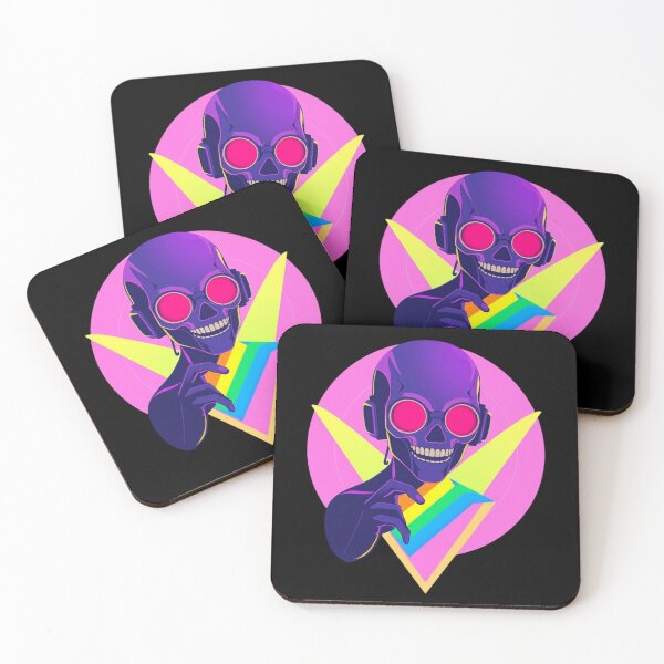 Item preview, Neon Synthwave DJ Skull - Rainbow Pride Music Art designed and sold by ERODED SELF.