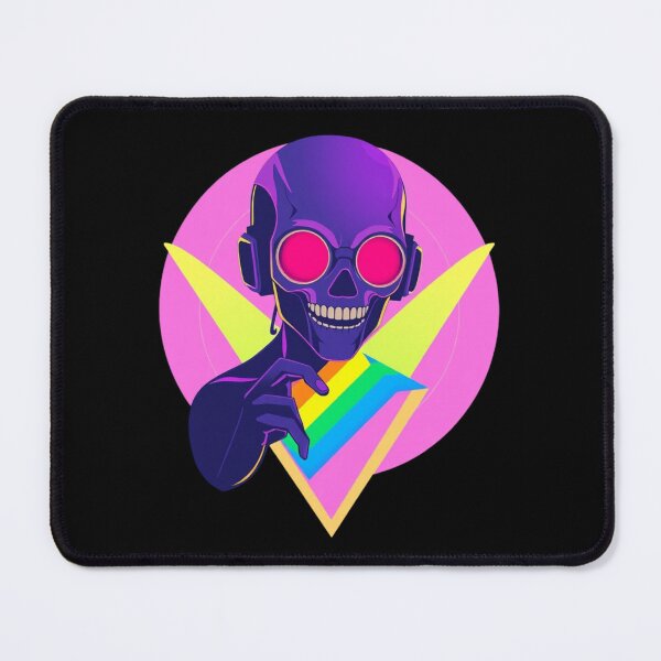 Item preview, Neon Synthwave DJ Skull - Rainbow Pride Music Art designed and sold by ERODED SELF.