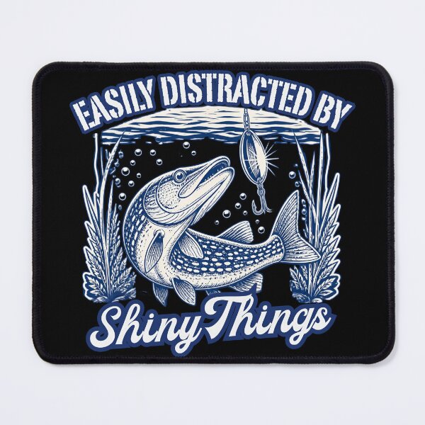 Item preview, Easily Distracted By Shiny Funny Pike Fishing Angler Gift T-Shirt designed and sold by LeSoniPapaPrint.