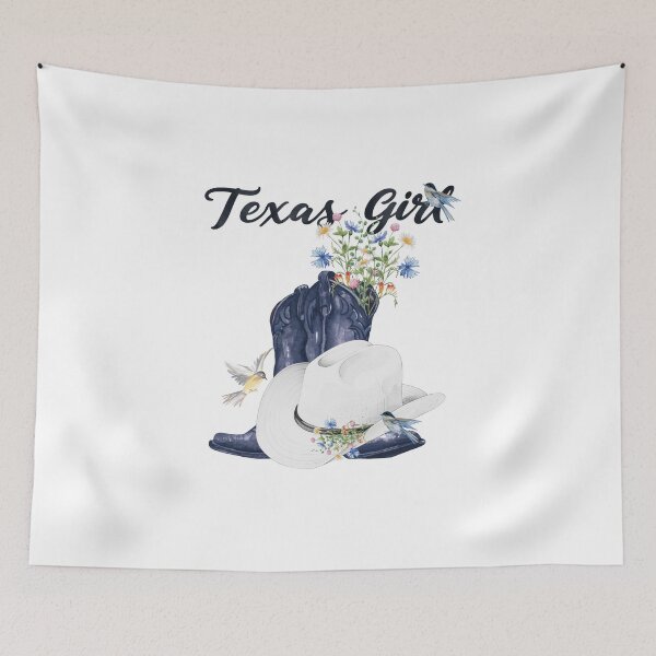 Item preview, Texas Girl with Cowboy Boots/Hat, Wildflowers & Birds designed and sold by JeweledDesigns.