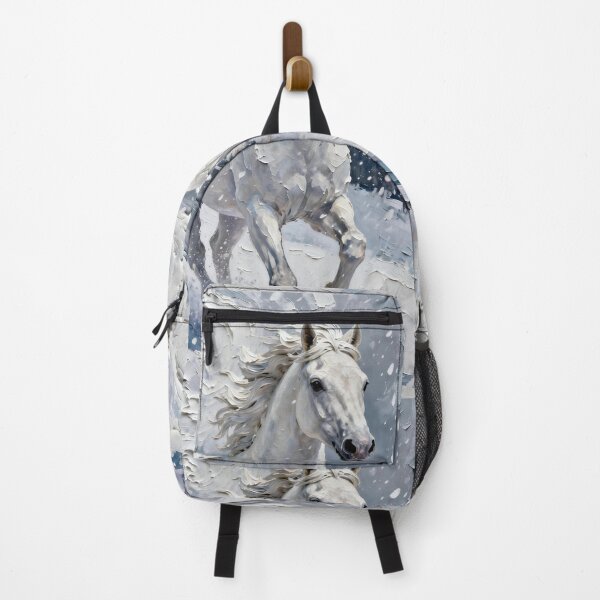 Item preview, White Horse Running in Snow Impasto designed and sold by KAMOCHI Art.