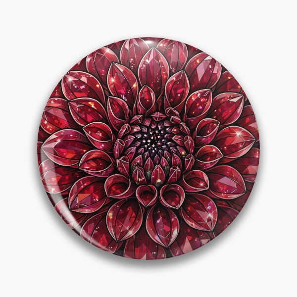 Item preview, Deep Red Dahlia Crystal Sticker - Ruby Layered Flower designed and sold by FineLineBotanical .