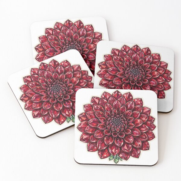 Item preview, Deep Red Dahlia Crystal Sticker - Ruby Layered Flower designed and sold by FineLineBotanical .
