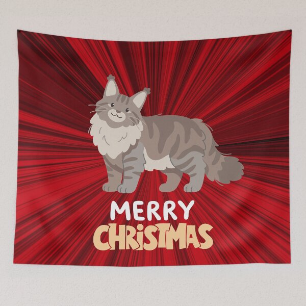 Item preview, Cute Maine Coon Cat Merry Christmas Holiday Art designed and sold by stormk10.