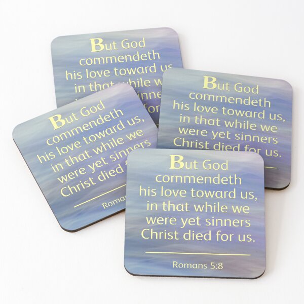 Item preview, Bible Verse Art; Romans 5:8 King James Bible, Ocean Background designed and sold by Angela Dow.