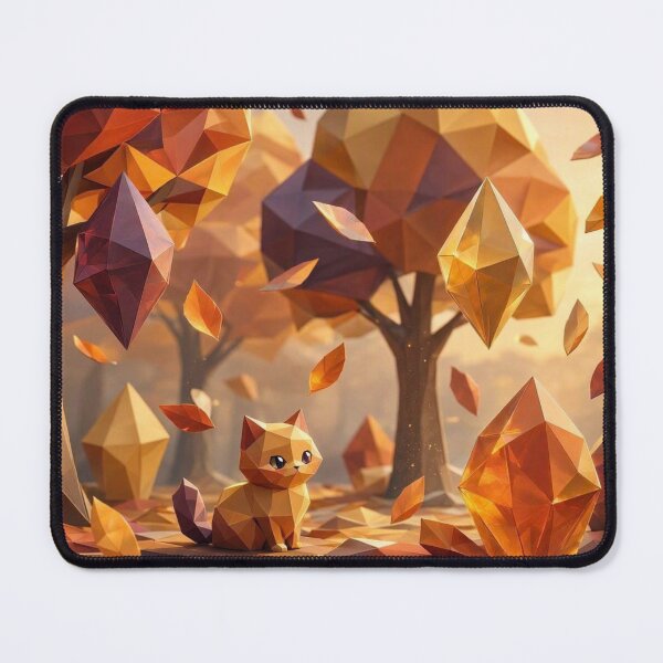 Item preview, Geometric Autumn Cat Warm Polygon Fall Art designed and sold by DragonsWay.