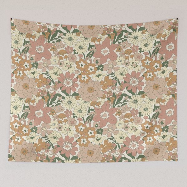 Item preview, Retro Mushroom Floral in Beige designed and sold by YesterdayColl.