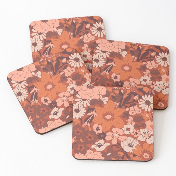 Item preview, Retro Mushroom Floral in Peach Rust designed and sold by YesterdayColl.