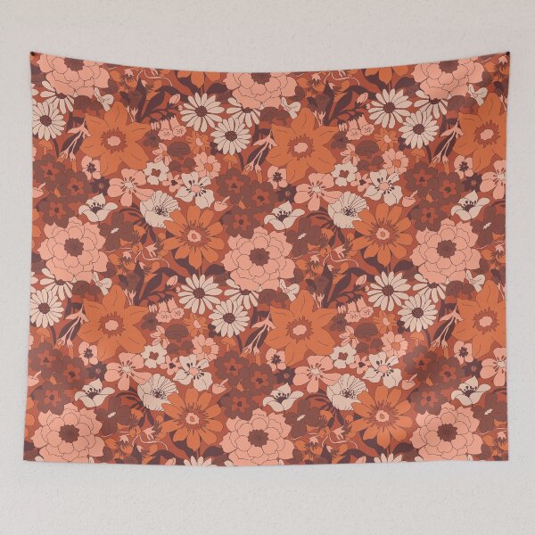 Item preview, Retro Mushroom Floral in Peach Rust designed and sold by YesterdayColl.