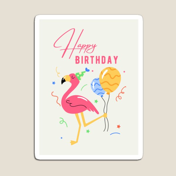 Item preview, Happy Birthday Pink Flamingo with Balloons designed and sold by HYPNK.