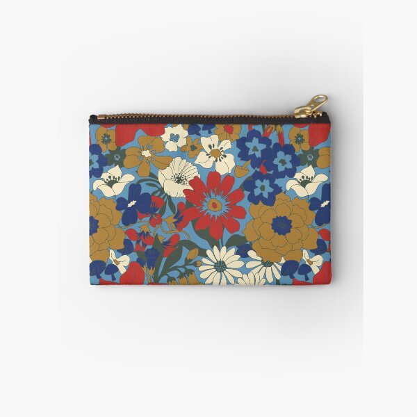 Item preview, Retro Mushroom Floral in Country Blue + Red designed and sold by YesterdayColl.