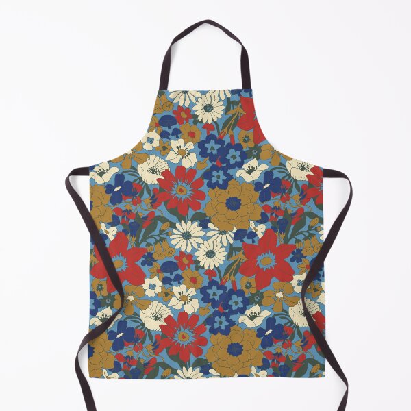 Item preview, Retro Mushroom Floral in Country Blue + Red designed and sold by YesterdayColl.