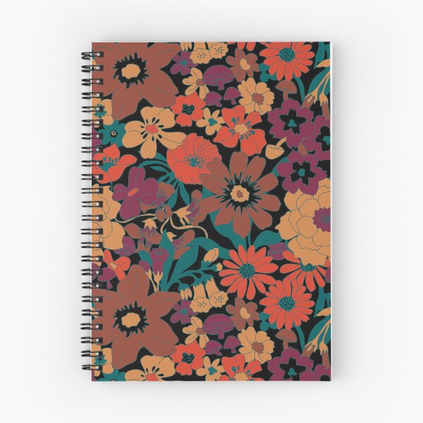 Item preview, Retro Mushroom Floral in Black + Midnight Rust designed and sold by YesterdayColl.
