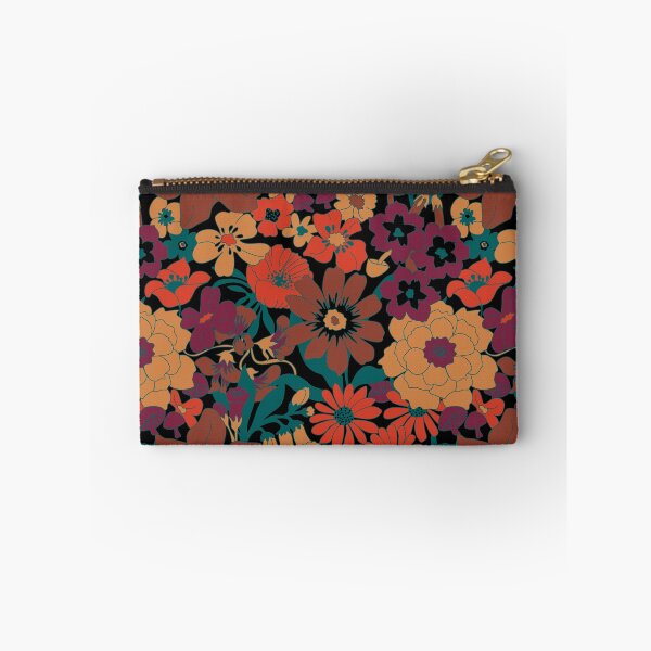 Item preview, Retro Mushroom Floral in Black + Midnight Rust designed and sold by YesterdayColl.