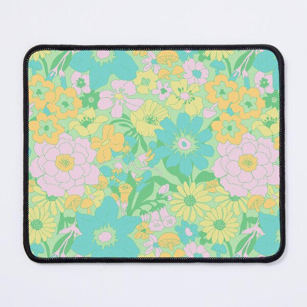 Item preview, Retro Mushroom Floral in Tonal Mint + Aqua designed and sold by YesterdayColl.