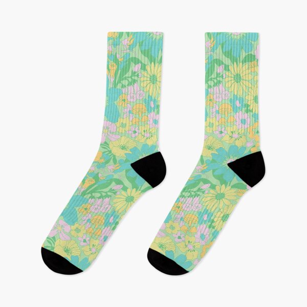 Item preview, Retro Mushroom Floral in Tonal Mint + Aqua designed and sold by YesterdayColl.