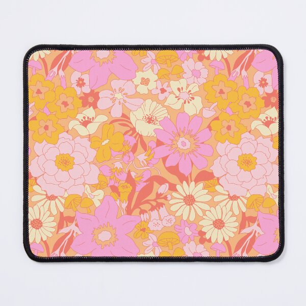 Item preview, Retro Mushroom Floral in Tonal Pink + Orange Creme designed and sold by YesterdayColl.