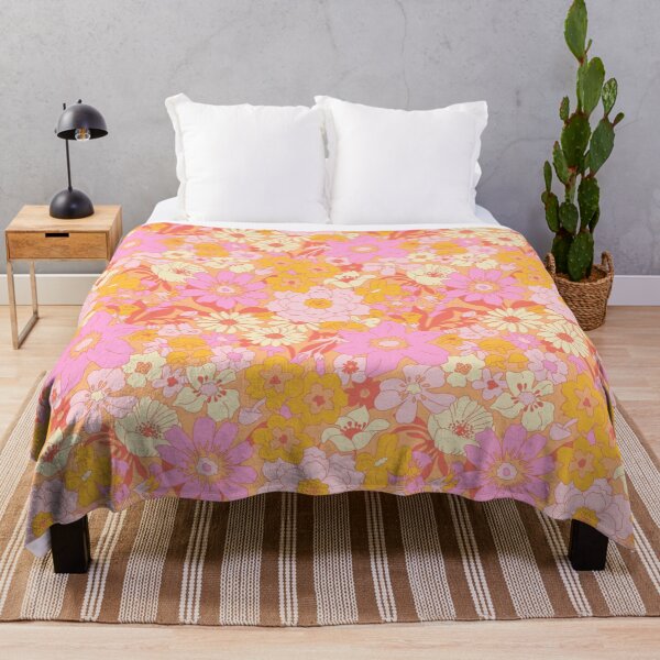 Item preview, Retro Mushroom Floral in Tonal Pink + Orange Creme designed and sold by YesterdayColl.