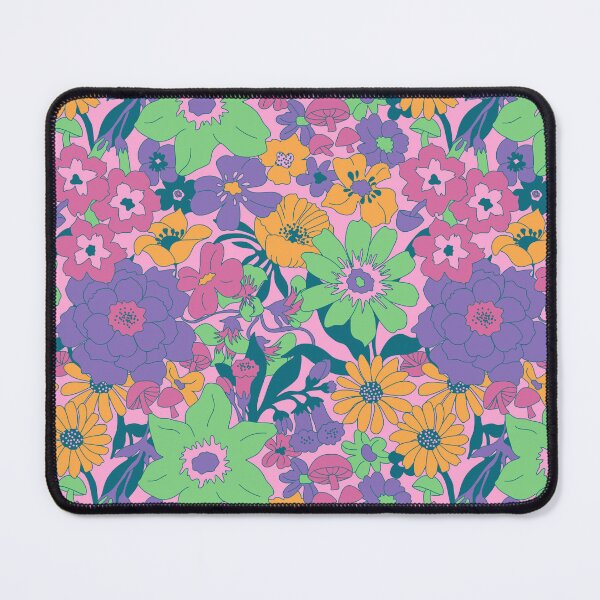 Item preview, Retro Mushroom Floral in Mod Pink + Mint designed and sold by YesterdayColl.