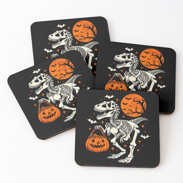 Item preview, Halloween Dinosaur Skeleton Carrying Jack O Lantern Pumpkin designed and sold by Moizento.