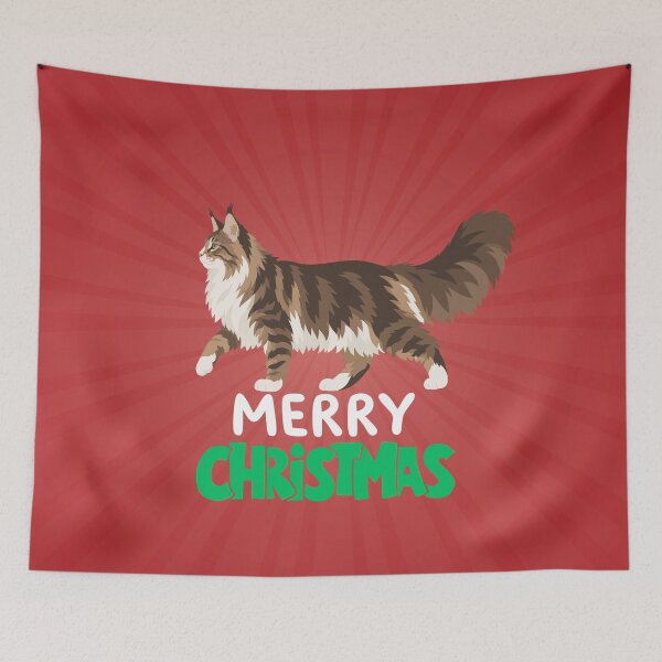 Item preview, Cute Maine Coon Cat Merry Christmas Holiday Art designed and sold by stormk10.