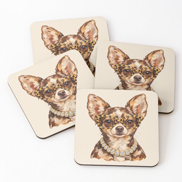 Item preview, Glam Chihuahua Leopard Glasses Rhinestone Dog Art designed and sold by AmiGraph.