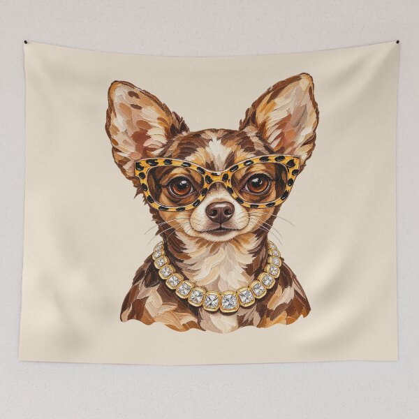Item preview, Glam Chihuahua Leopard Glasses Rhinestone Dog Art designed and sold by AmiGraph.