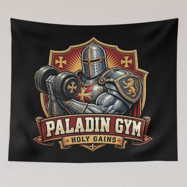 Item preview, Paladin Gym Holy Gains Vintage Hardcore Fitness RPG  designed and sold by Dice_Goblin_Studio.