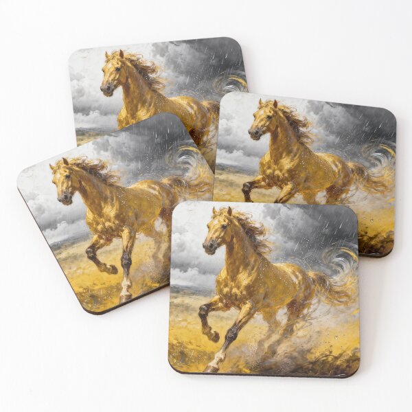 Item preview, Golden Horse Running in Storm Rain designed and sold by KAMOCHI Art.