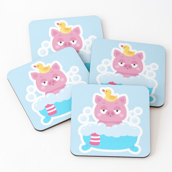 Item preview, Cute Pig with Rubber Duck Taking Bubble Bath designed and sold by MayartLab.